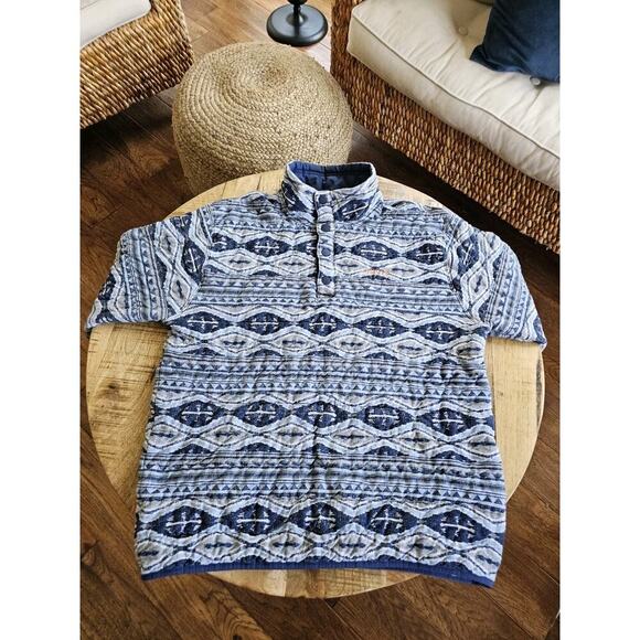 Orvis Quilted Snap Sweatshirt Sweater Pullover Aztec Blue Womens L Logo Unisex - Picture 6 of 10